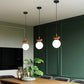 Glass Globe Ceiling Light, Wood Grain Design
