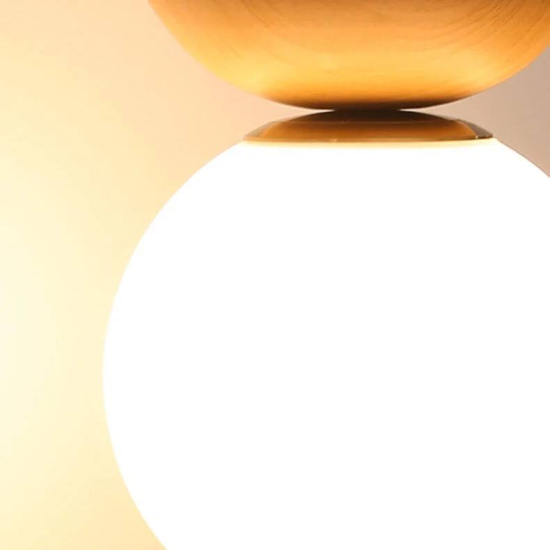 Glass Globe Ceiling Light, Wood Grain Design