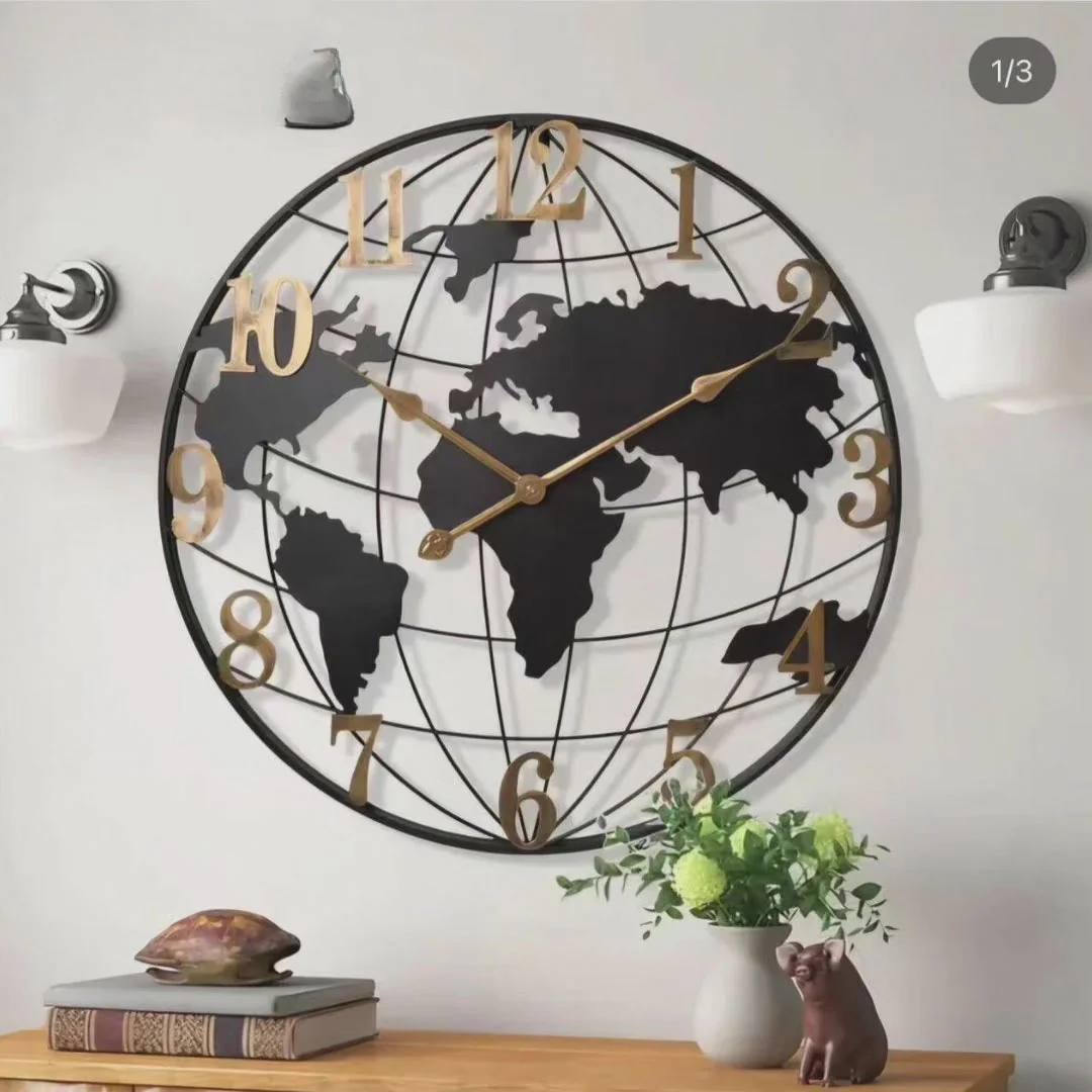 Large World Map Wall Clock 23.6 in