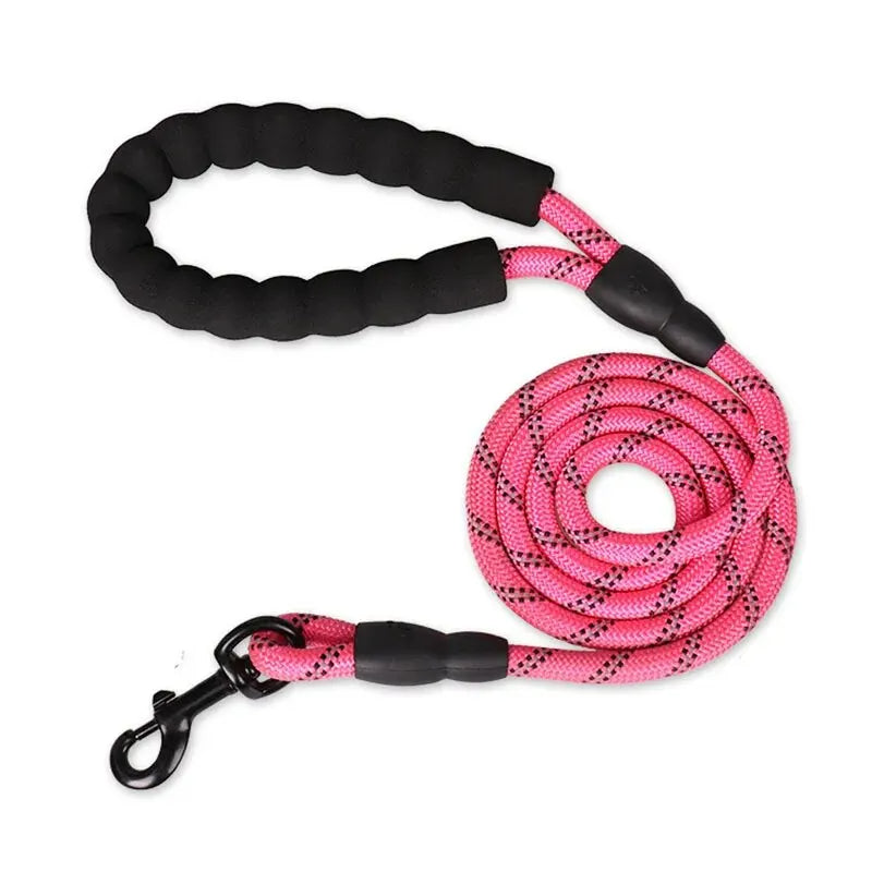 Dog Leash with Reflective Stitching and Padded Grip, Double Rope Construction