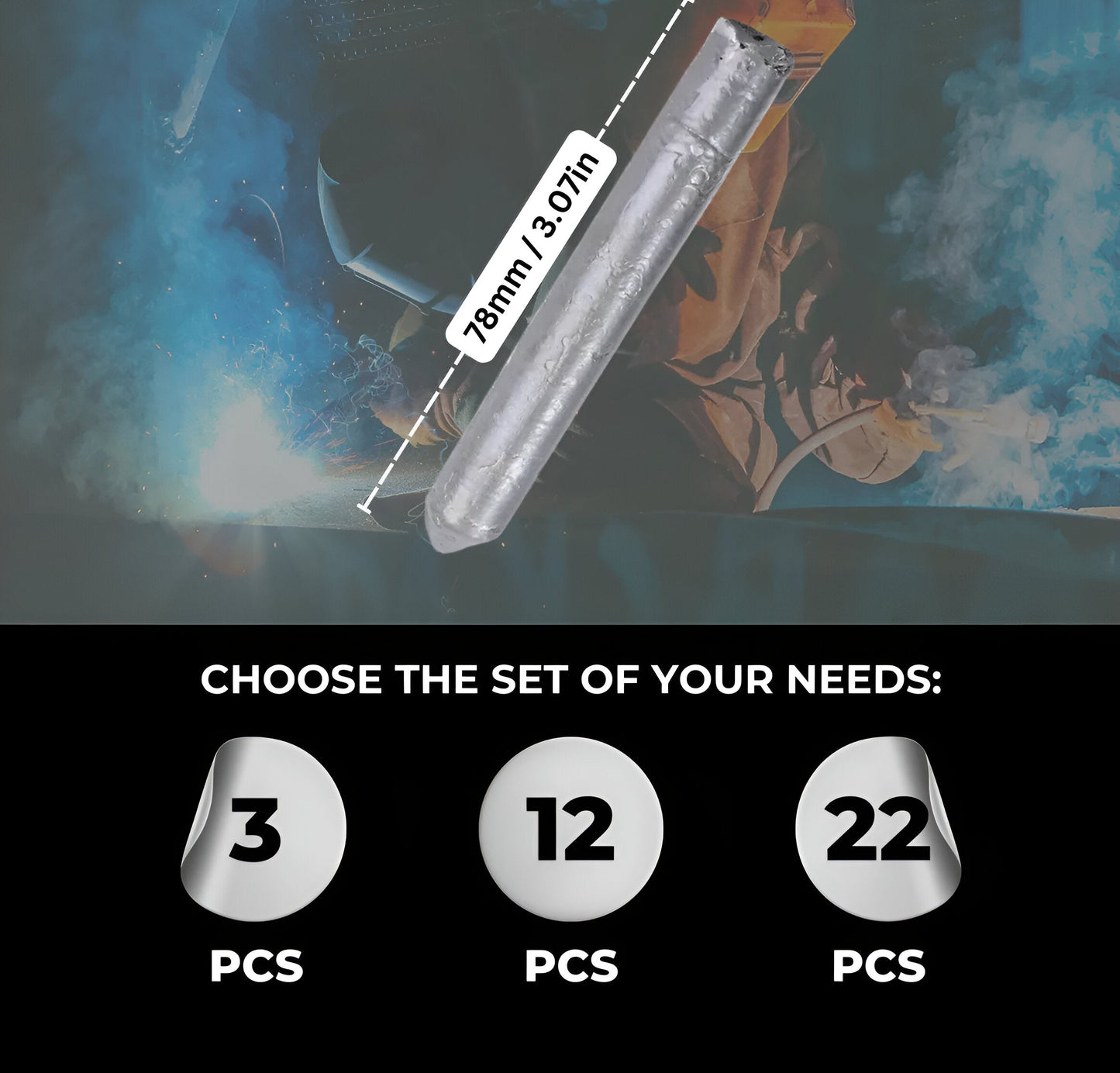 Low Temp Metal Repair Rods with Low Activation Heat and Multi-Metal Bonding, Compact Kit