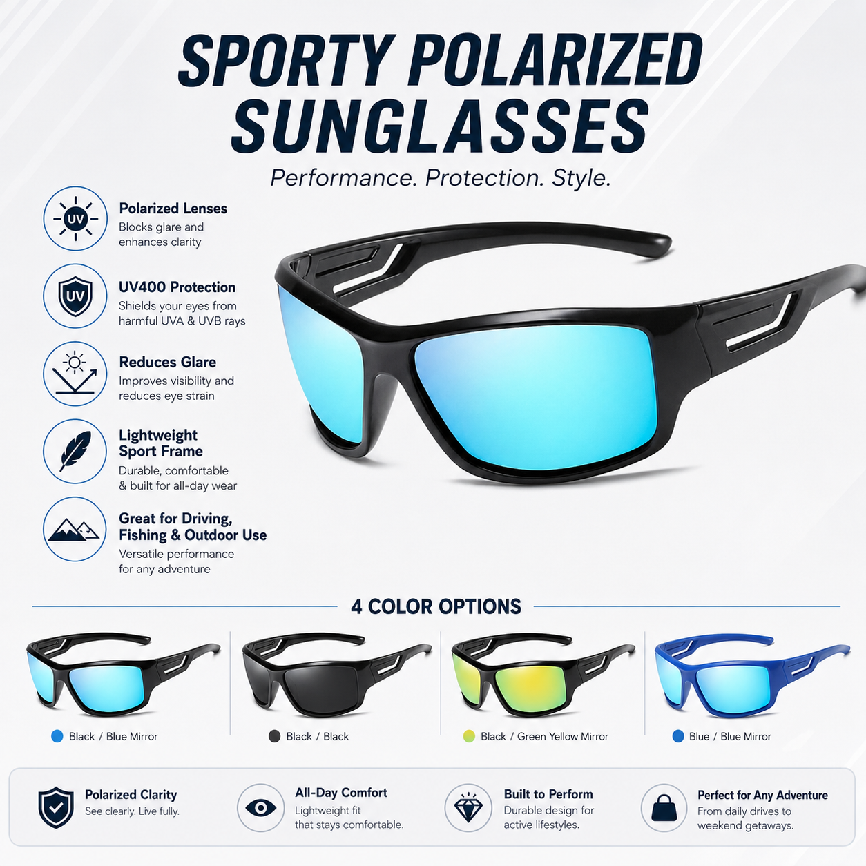 Polarized Sunglasses with UV 400 Protection for Driving and Outdoor Activities