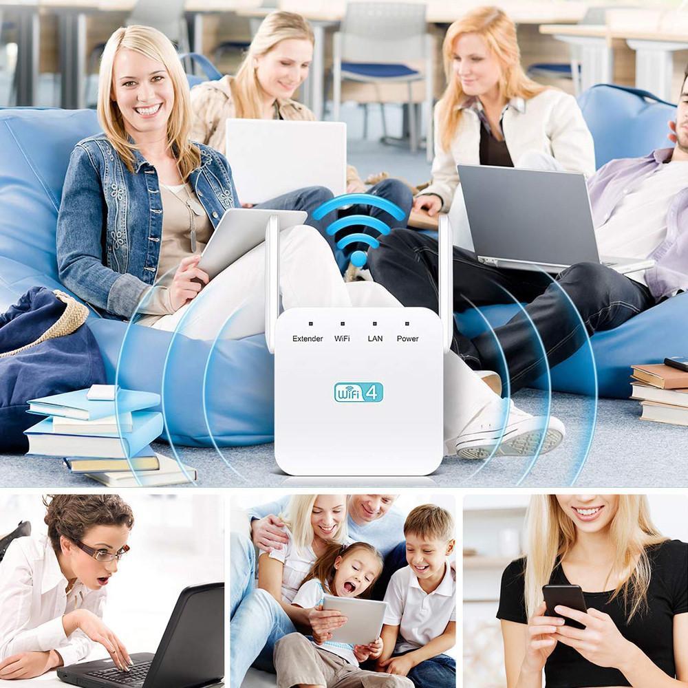 WiFi Range Extender with High-Gain Antennas and Gigabit LAN Port, Dual-Band Coverage
