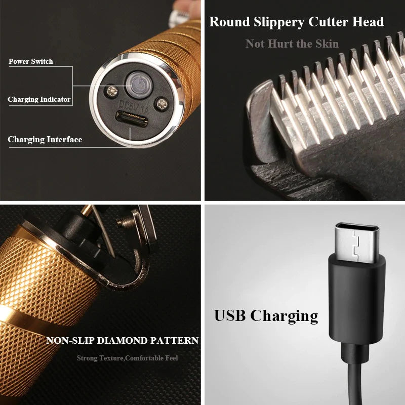 Professional Hair Clippers Cordless Set for Men Gold