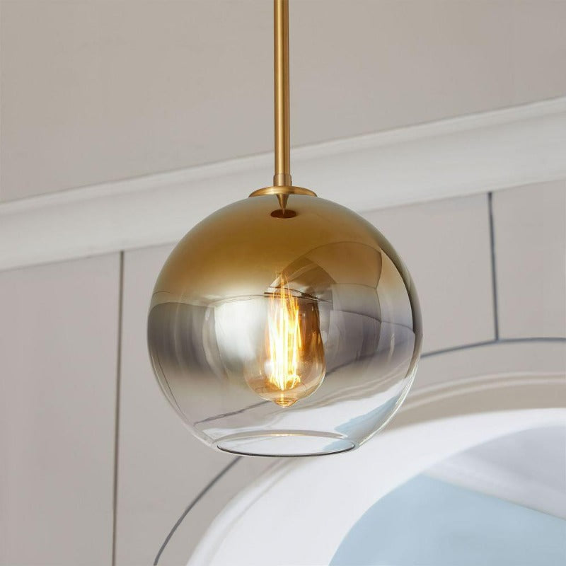 Modern Globe Pendant Light in Brushed Brass