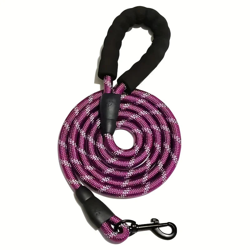 Dog Leash with Reflective Stitching and Padded Grip, Double Rope Construction
