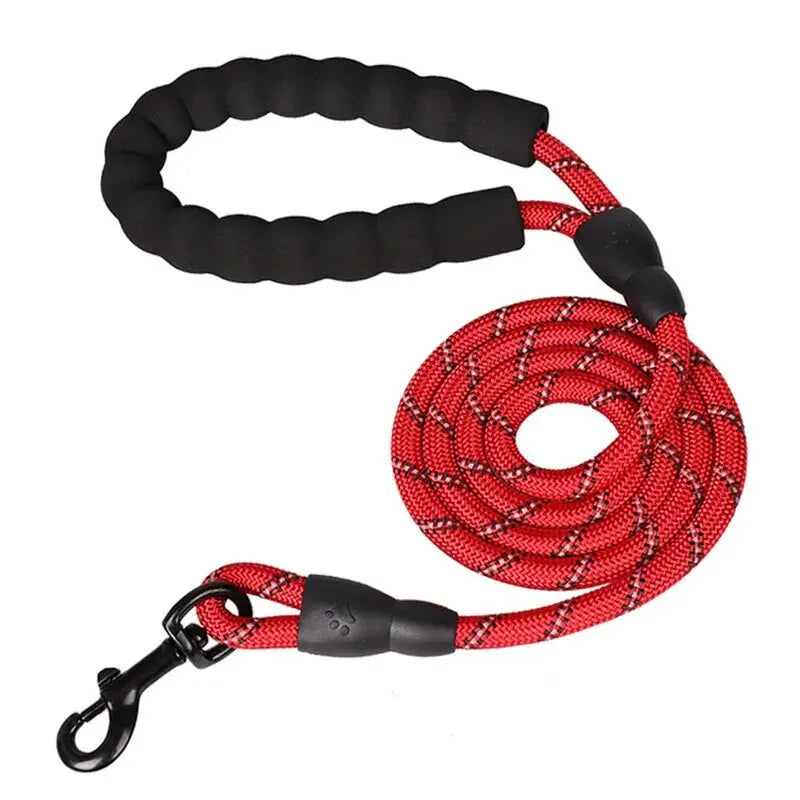 Dog Leash with Reflective Stitching and Padded Grip, Double Rope Construction