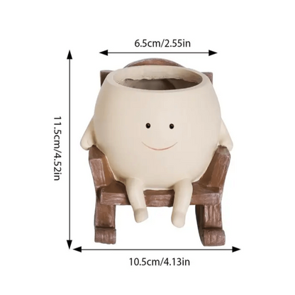 Resin Smiling Face Planter Pot for Indoor Plants