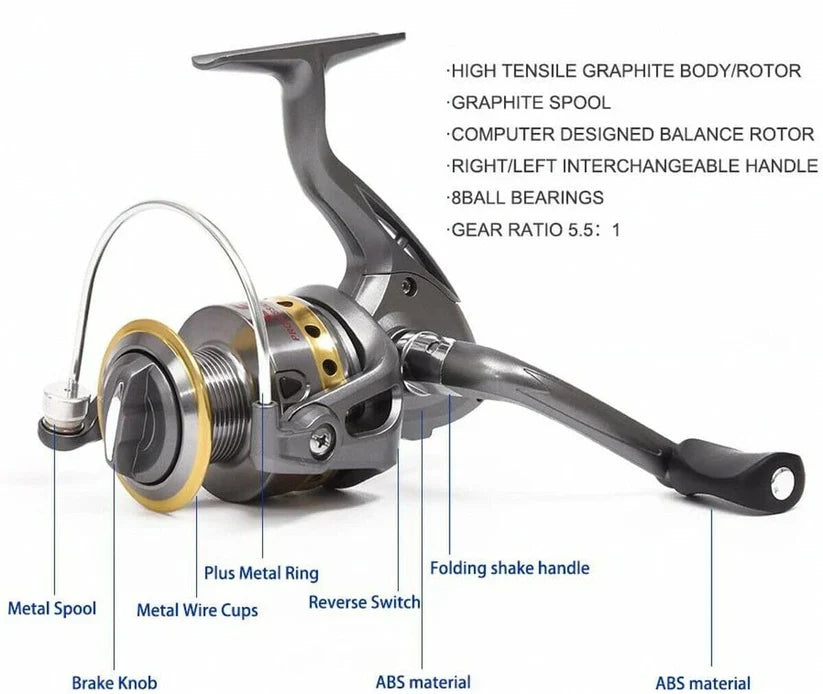 Telescopic Fishing Rod Kit with Carbon Fiber Rod and Spinning Reel, 100m Line, Tackle Bag