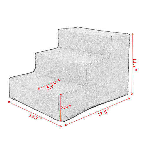 Pet Stairs with Removable Fleece Cover and Non-Slip Surface for Small Dogs