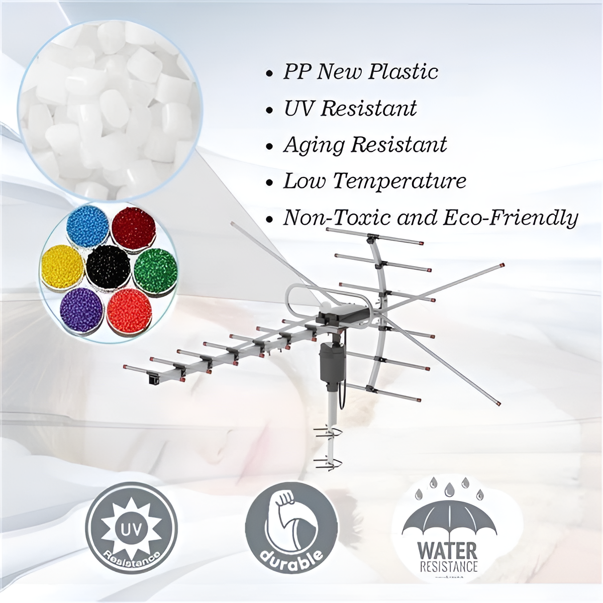 Outdoor HD TV Antenna with 360° Motorized Rotation and Interference Filter, Weatherproof