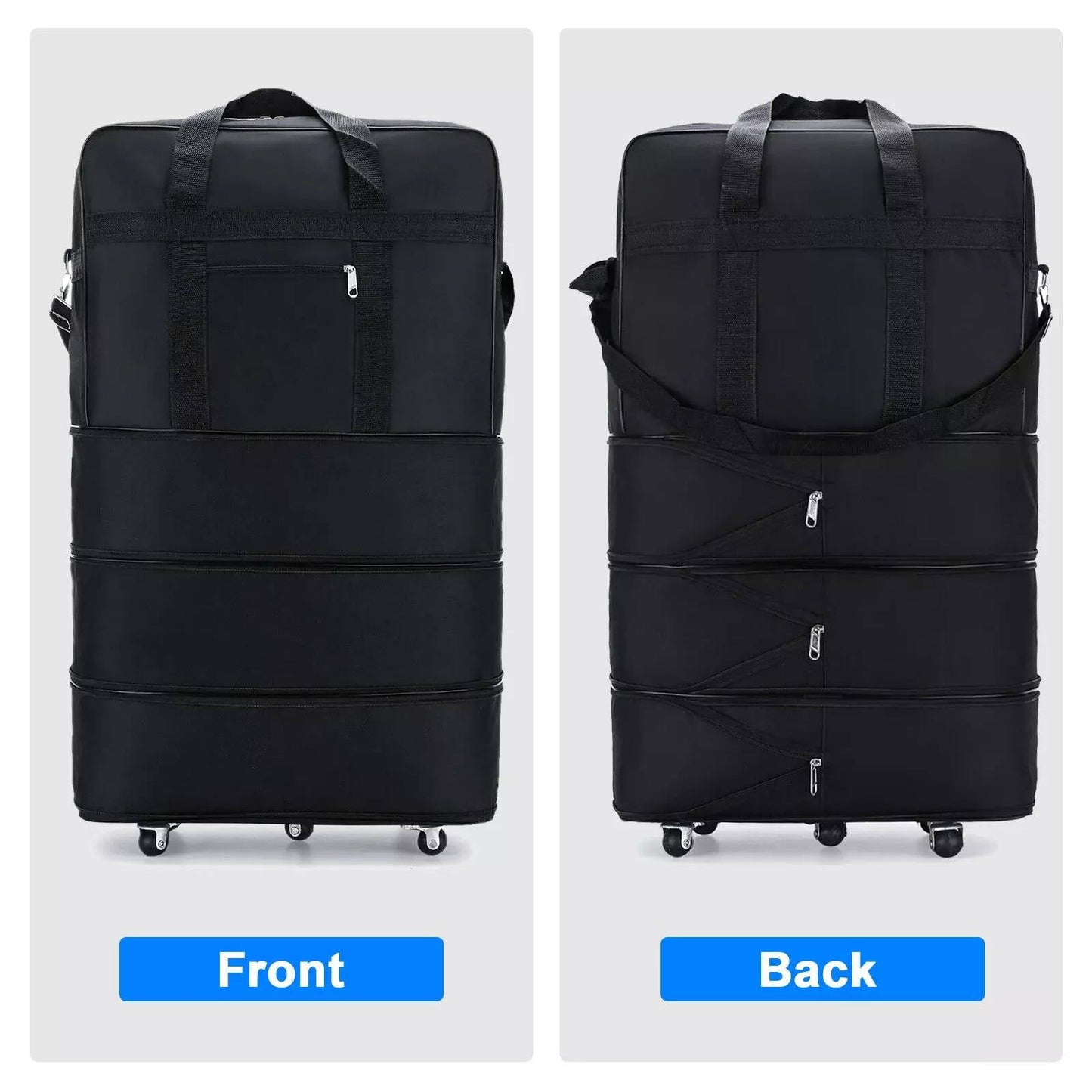 Rolling Duffle Bag with Five Rotating Wheels and Expandable Compartments, 42in