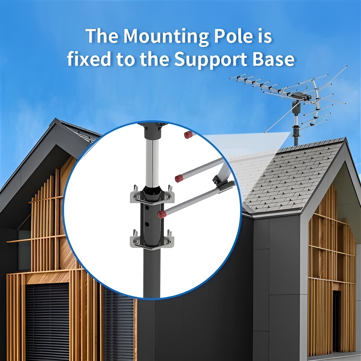 Outdoor HD TV Antenna with 360° Motorized Rotation and Interference Filter, Weatherproof