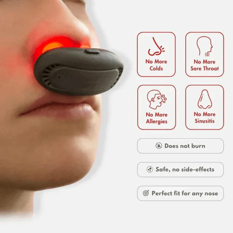 Red Light Nasal Therapy Device with Rechargeable Power and 10-Minute Sessions