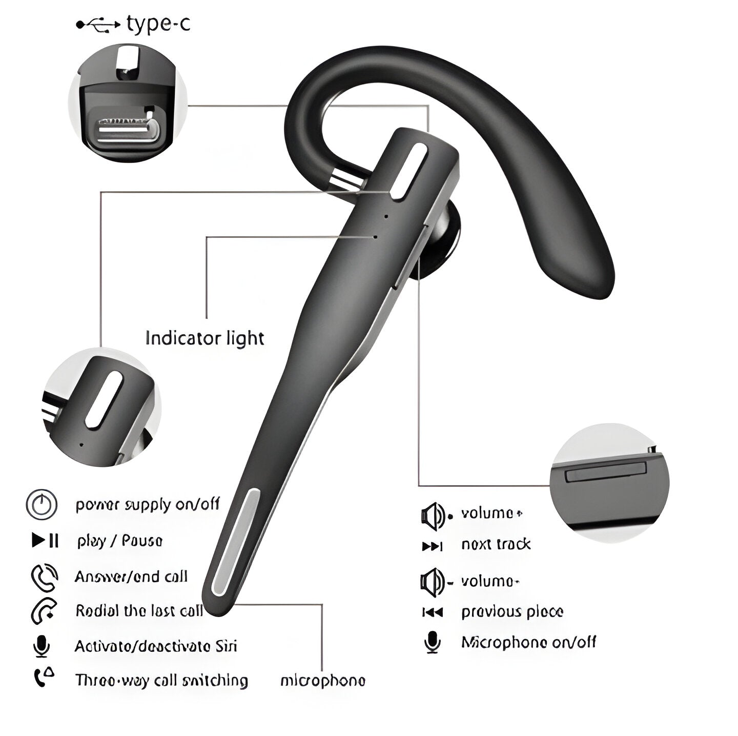 Wireless Dual-Mic Bluetooth Headset for Hands-Free Calling