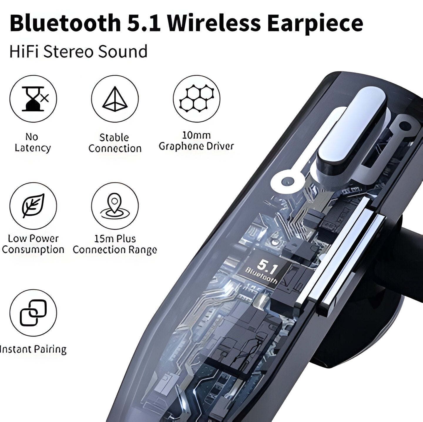 Wireless Dual-Mic Bluetooth Headset for Hands-Free Calling