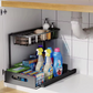 Slide Out Under Sink Organizer with Dual Tiers and Carbon Steel Frame