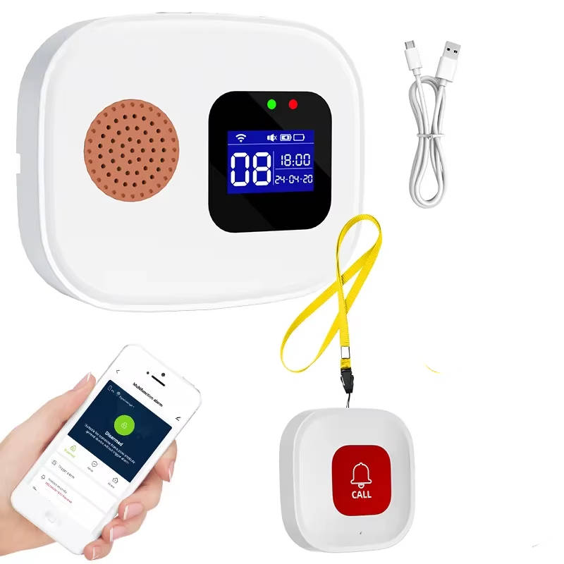 Emergency Button for Elderly, Medical Alert for Seniors, Nurse Calling System & Caregiver Pager, Wireless SoS Panic Alert