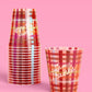 Plaid Thanksgiving Cups with Give Thanks Script and Brown Burgundy Blue Pattern, 16-Count