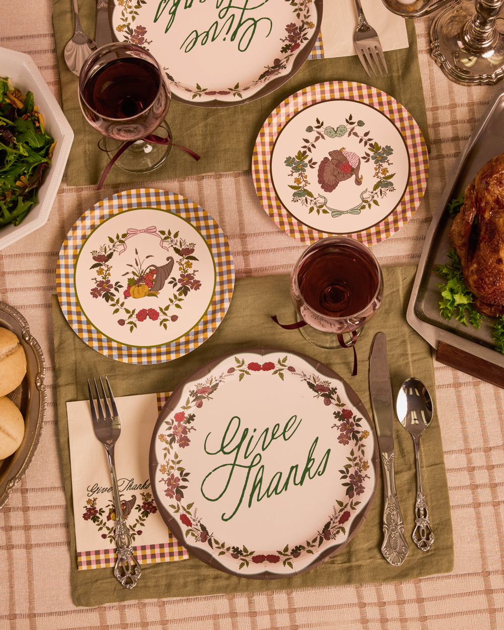Iridescent Harvest Paper Plates with Dual Sizes and Mixed Patterns, 32 Count