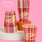 Plaid Thanksgiving Cups with Give Thanks Script and Brown Burgundy Blue Pattern, 16-Count