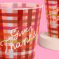 Plaid Thanksgiving Cups with Give Thanks Script and Brown Burgundy Blue Pattern, 16-Count