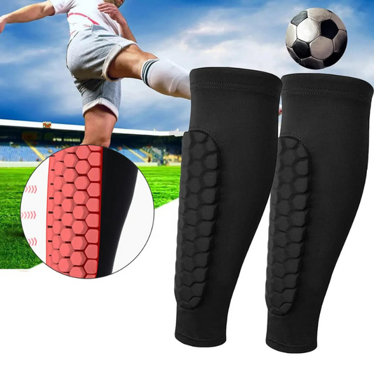 Soccer Shin Guards with Honeycomb Cushioning and Compression Fit