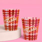 Plaid Thanksgiving Cups with Give Thanks Script and Brown Burgundy Blue Pattern, 16-Count