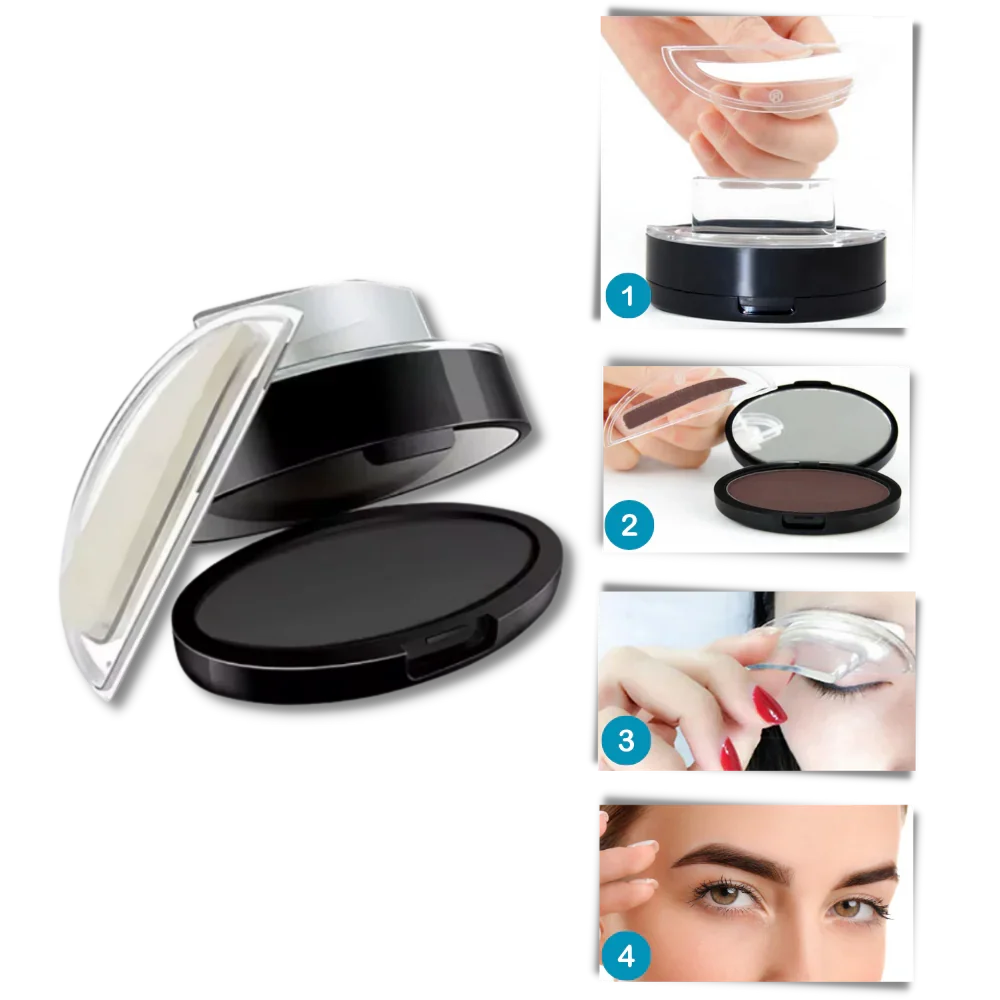 Eyebrow Stamp with Dual Right and Left Stamps and Powder, 3 Shades