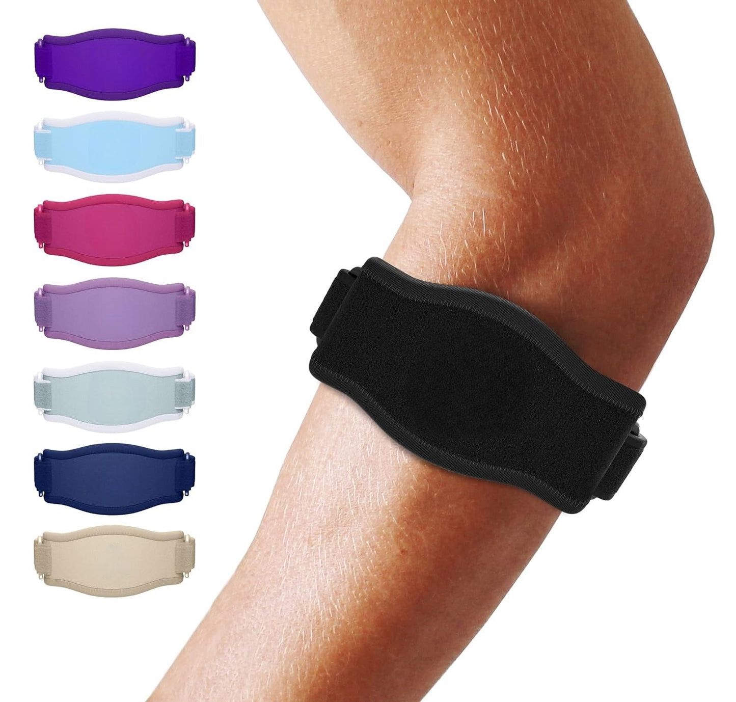 Adjustable Elbow Compression Brace with Three Hook and Loop Straps