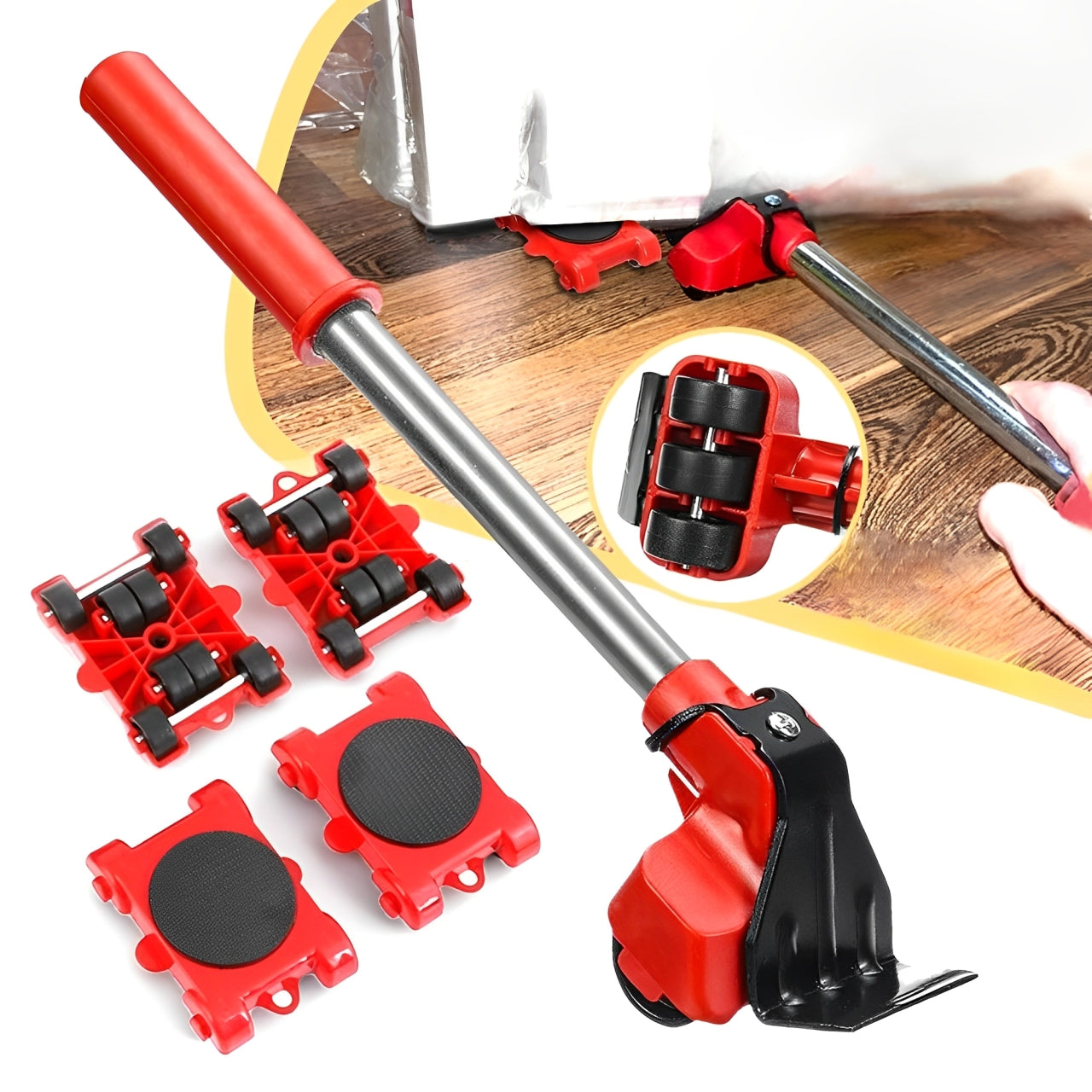 Heavy Furniture Roller Set with Lifting Tool and 360-Degree Wheels, Scratch-Proof