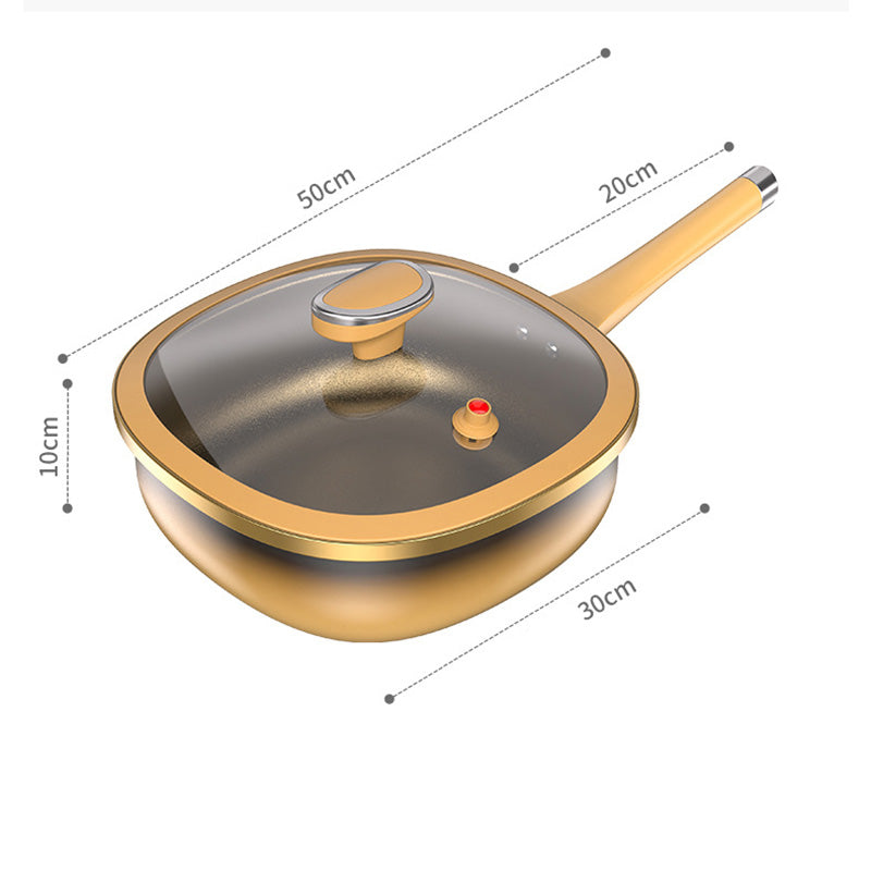 Nonstick Titanium Ceramic Pot with Iron Core Base and Glass Lid, 30cm