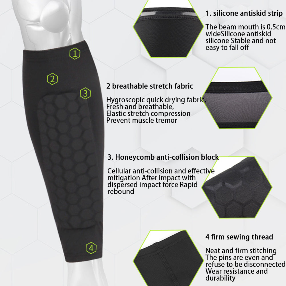 Shin Guard Sleeves with EVA Honeycomb Padding and Silicone Grip, Multi-Sport