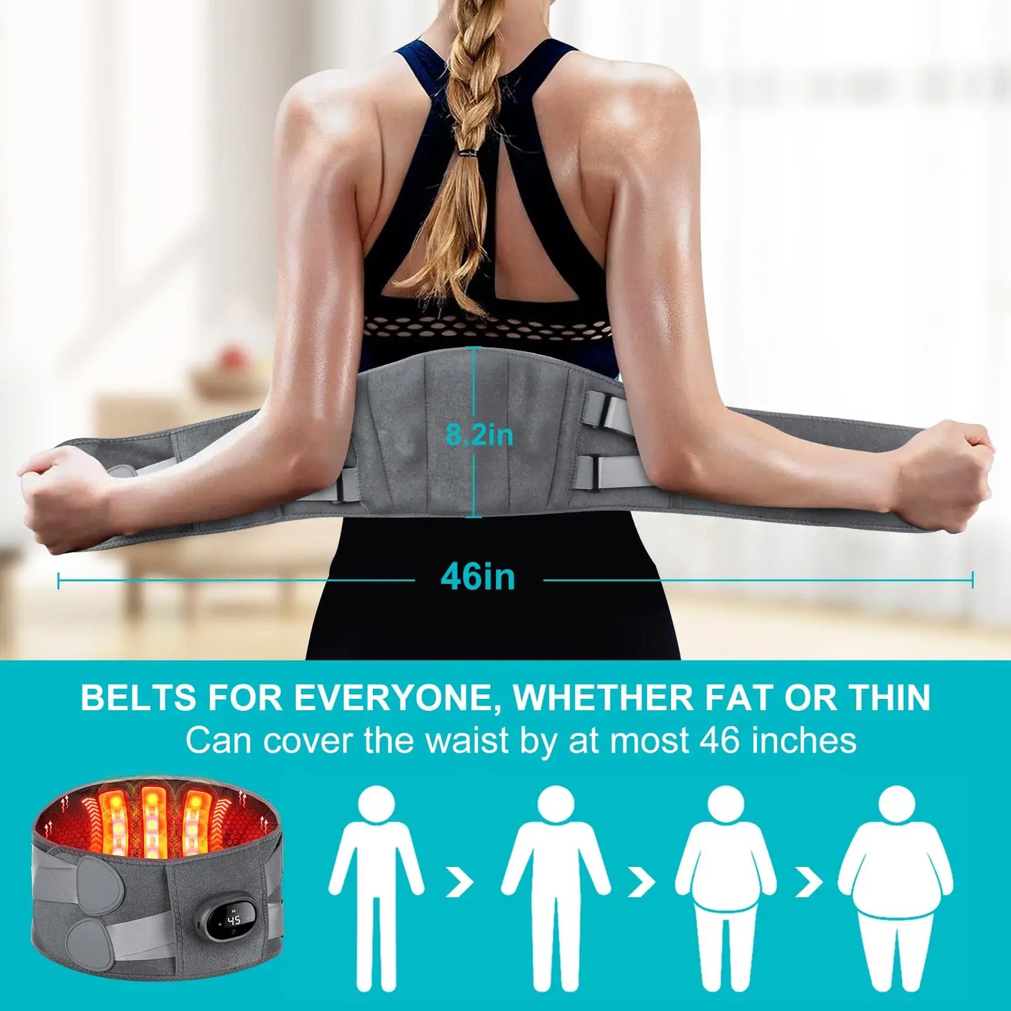 Cordless Lower Back Massager with Infrared Heat and Vibration, Digital Display