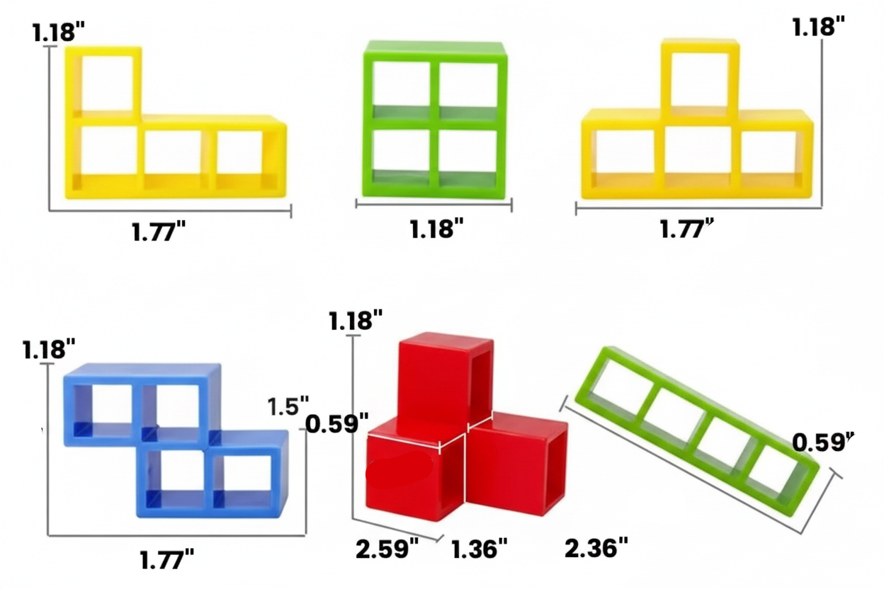 Magnetic Stacking Toy with 24 Interlocking Geometric Blocks and Base, Fine Motor Skill Game