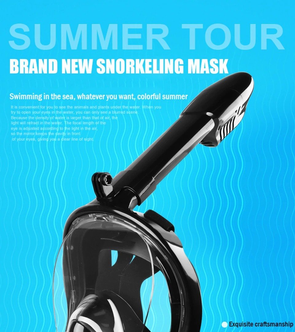 Full Face Snorkel Mask with Anti Fog Dual Breathing and 180° Panoramic View All Vera Mart