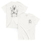 White unisex T-shirt – abstract black line art dog, back view 