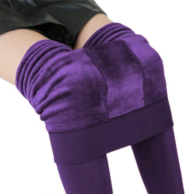 Lined Fleece Leggings with High-Rise Waist and Four-Way Stretch, Brushed Interior