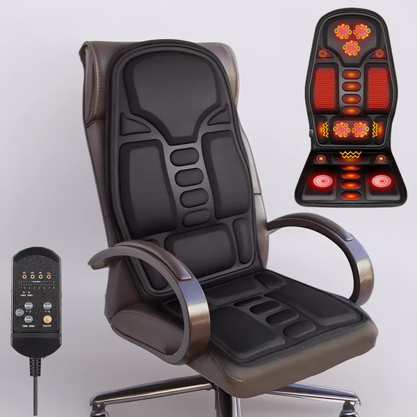 Vibrating Massage Cushion with Eight Nodes and Adjustable Heat for Chair and Car