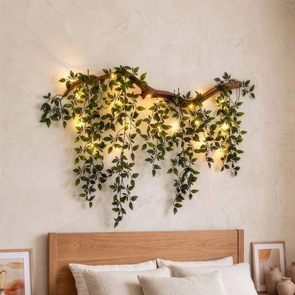 Wall Mount Artificial Branch with Integrated Fairy Lights and Adjustable Stems