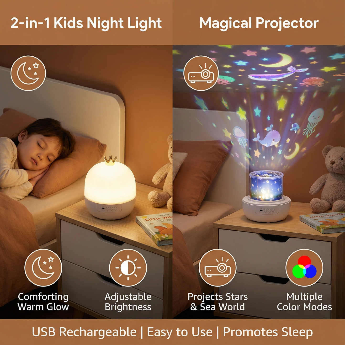 Ceiling Projector Night Light with Built-In Speaker and Interchangeable Films