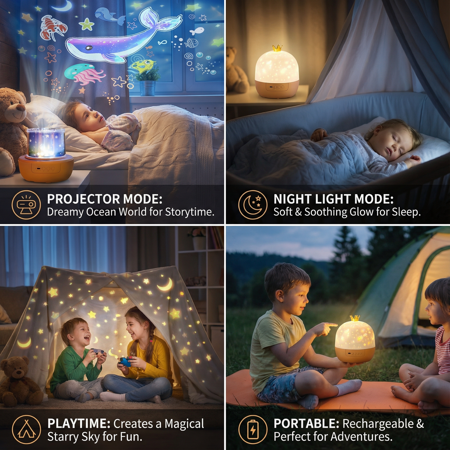 Ceiling Projector Night Light with Built-In Speaker and Interchangeable Films