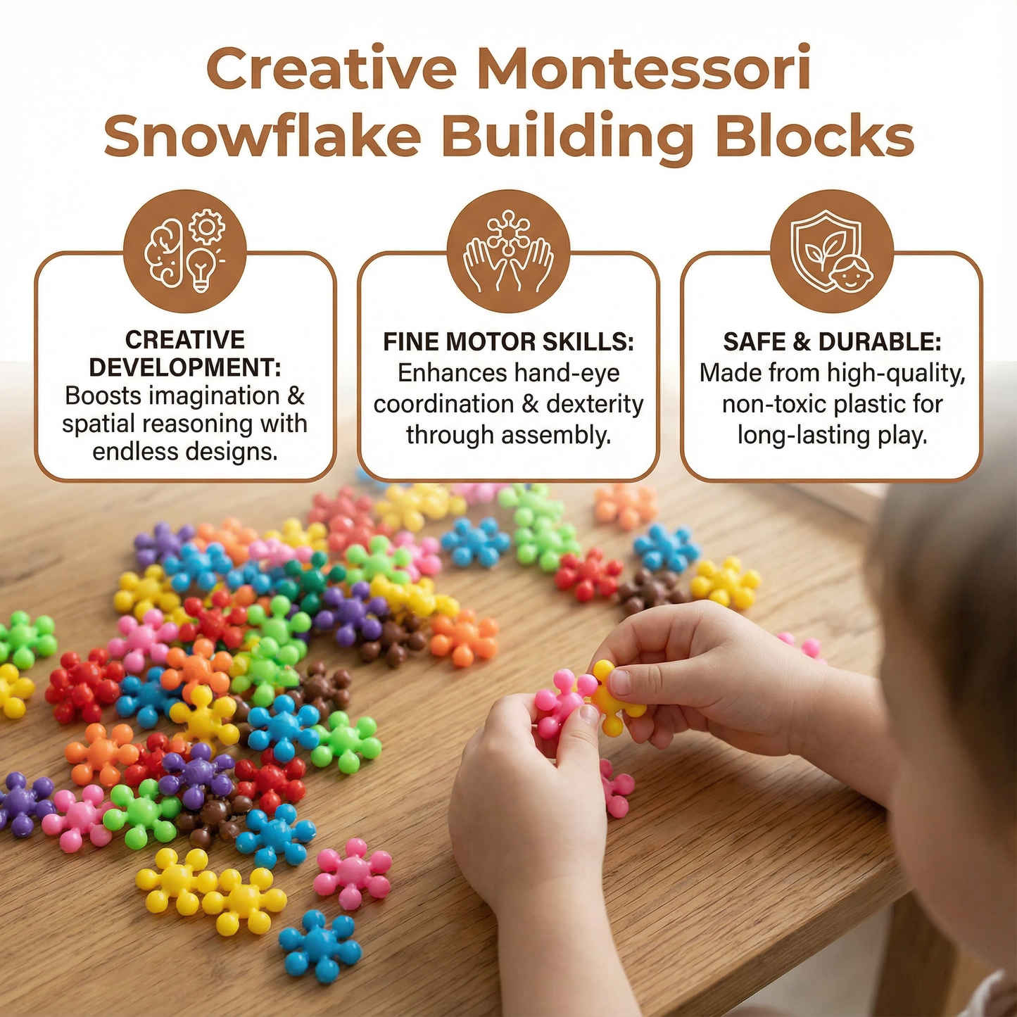Snowflake Building Blocks with Snap Connection Design and Storage Box