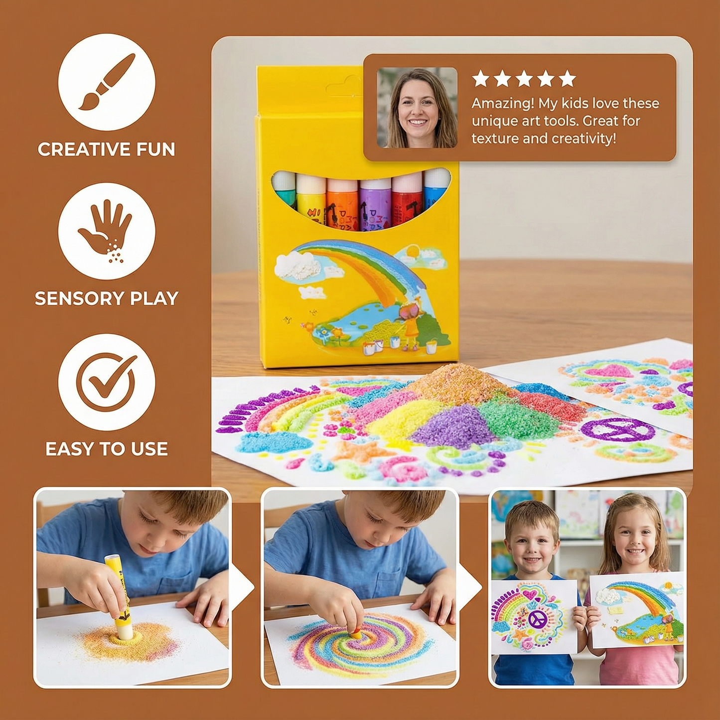 3D Popcorn Texture Crayons with Raised Drawing Effect and Washable Ink