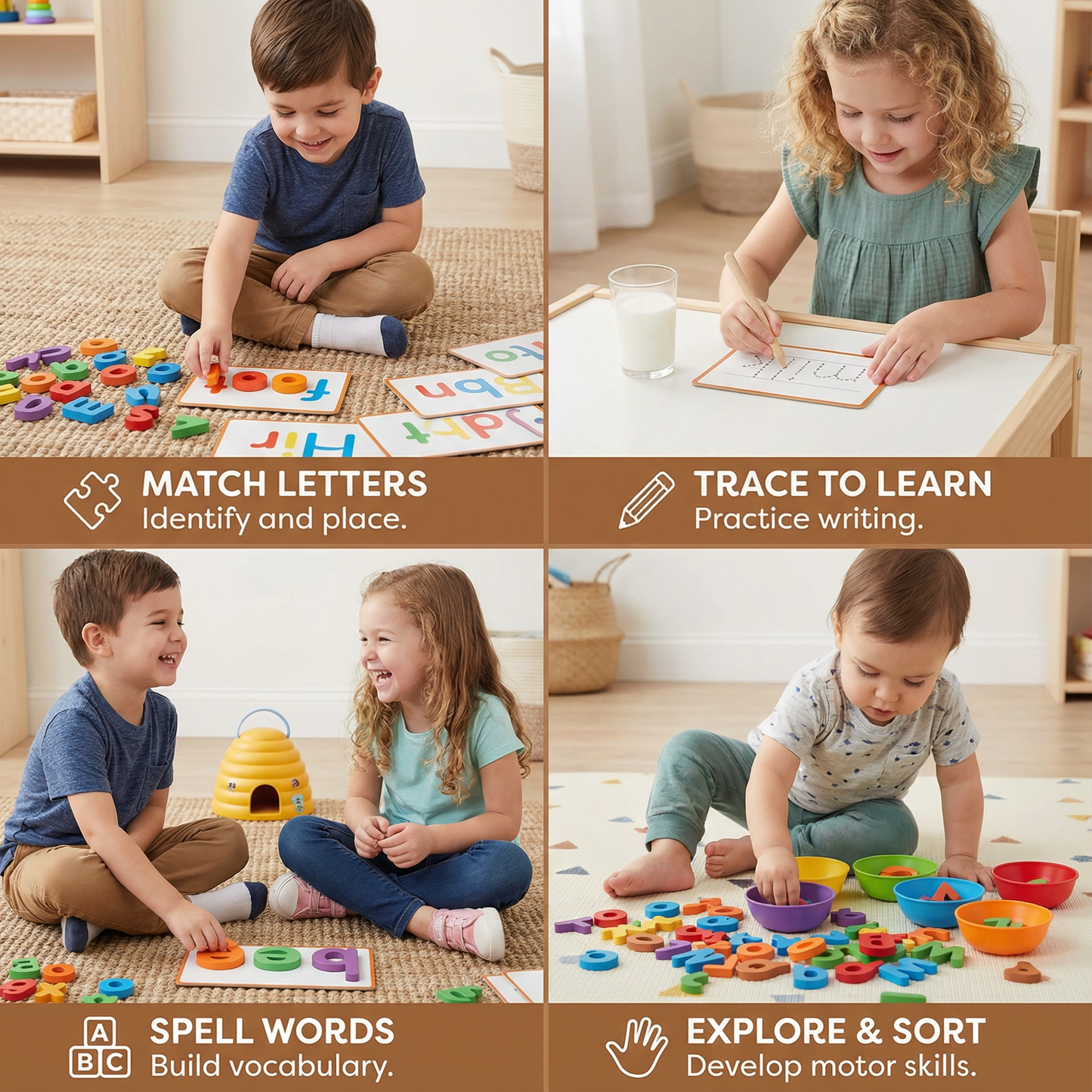 Letter Matching Spelling Game with Picture Cards for Preschool Learning