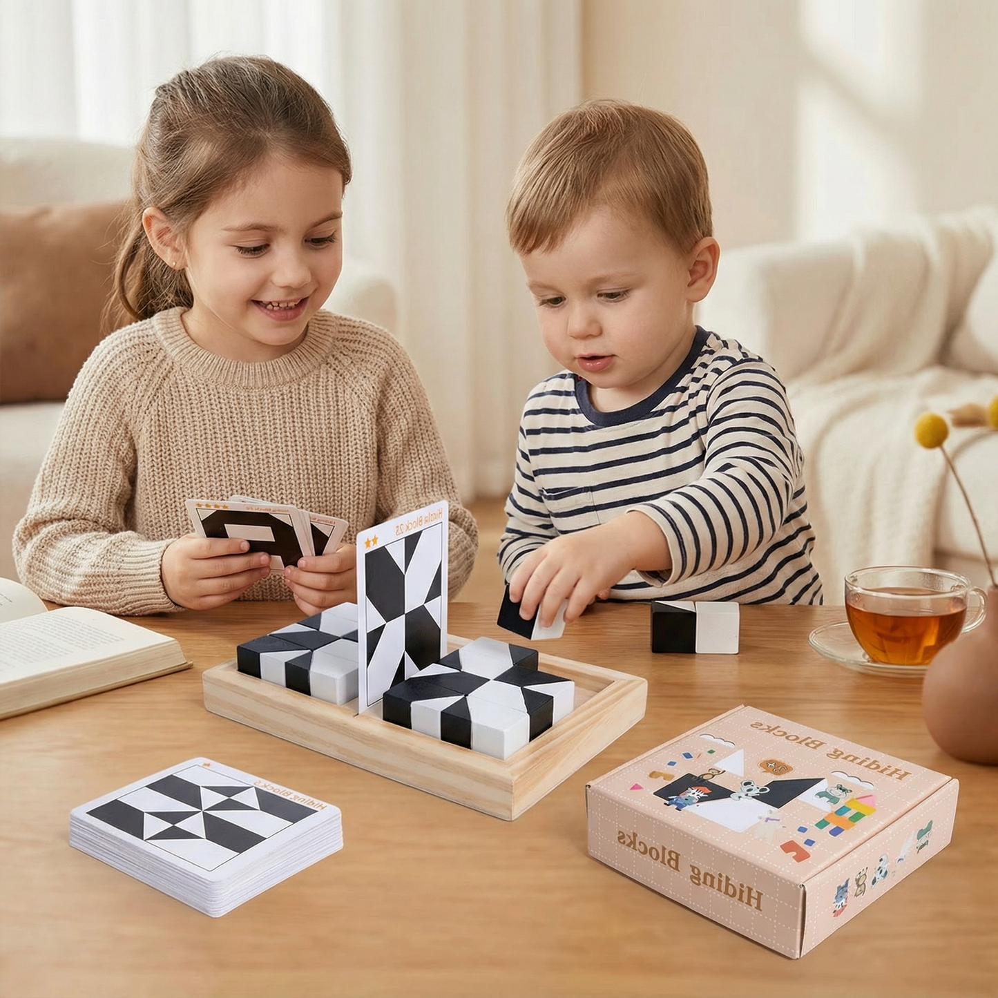 Pocket Sliding Logic Puzzle with Dual Color Tiles and Brain Training
