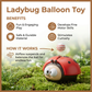 Floating Balloon Toy with Ladybug Base and Button Activation for Babies