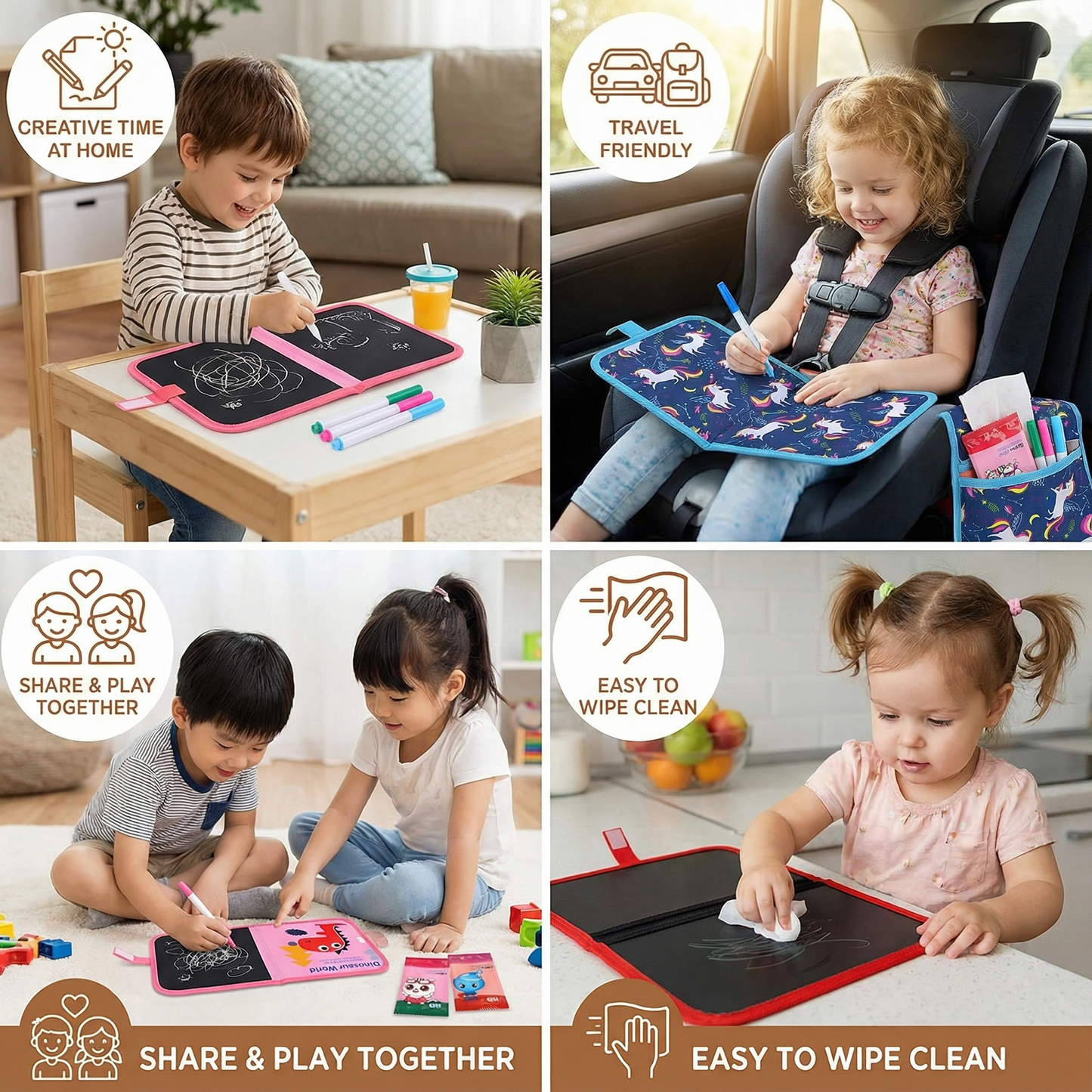 Reusable Drawing Book with Wipe Clean Pages for Kids