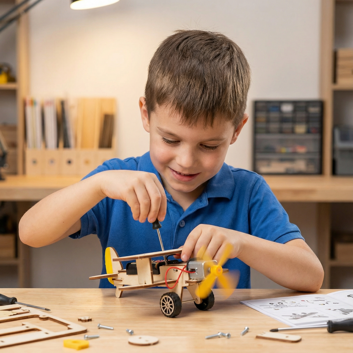 Building Set with Hydraulic Arm and Propeller Plane, Working Mechanics Models
