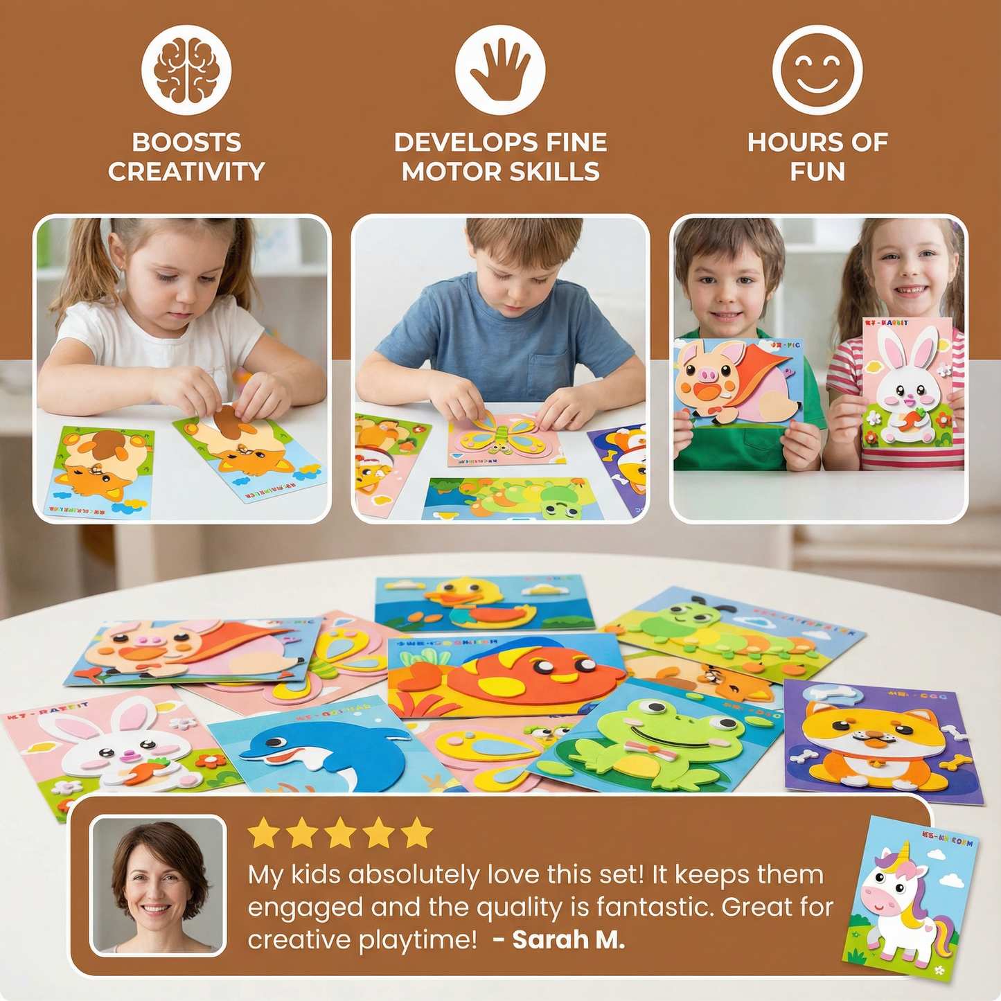 Peel and Stick Sticker Craft Activity Set with Animal and Vehicle Templates